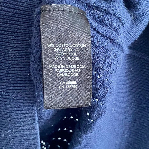 RW&Co Navy Knit 3/4 Sleeve Sweater with Ruffle Details XXS - Picture 7 of 8